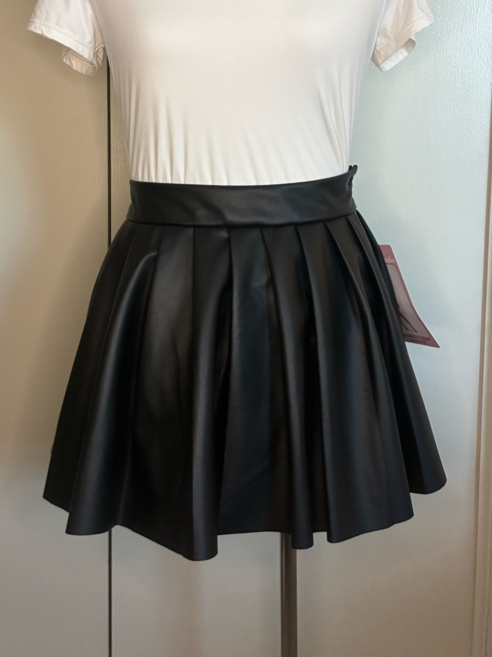 Faux Leather Pleated Skirt